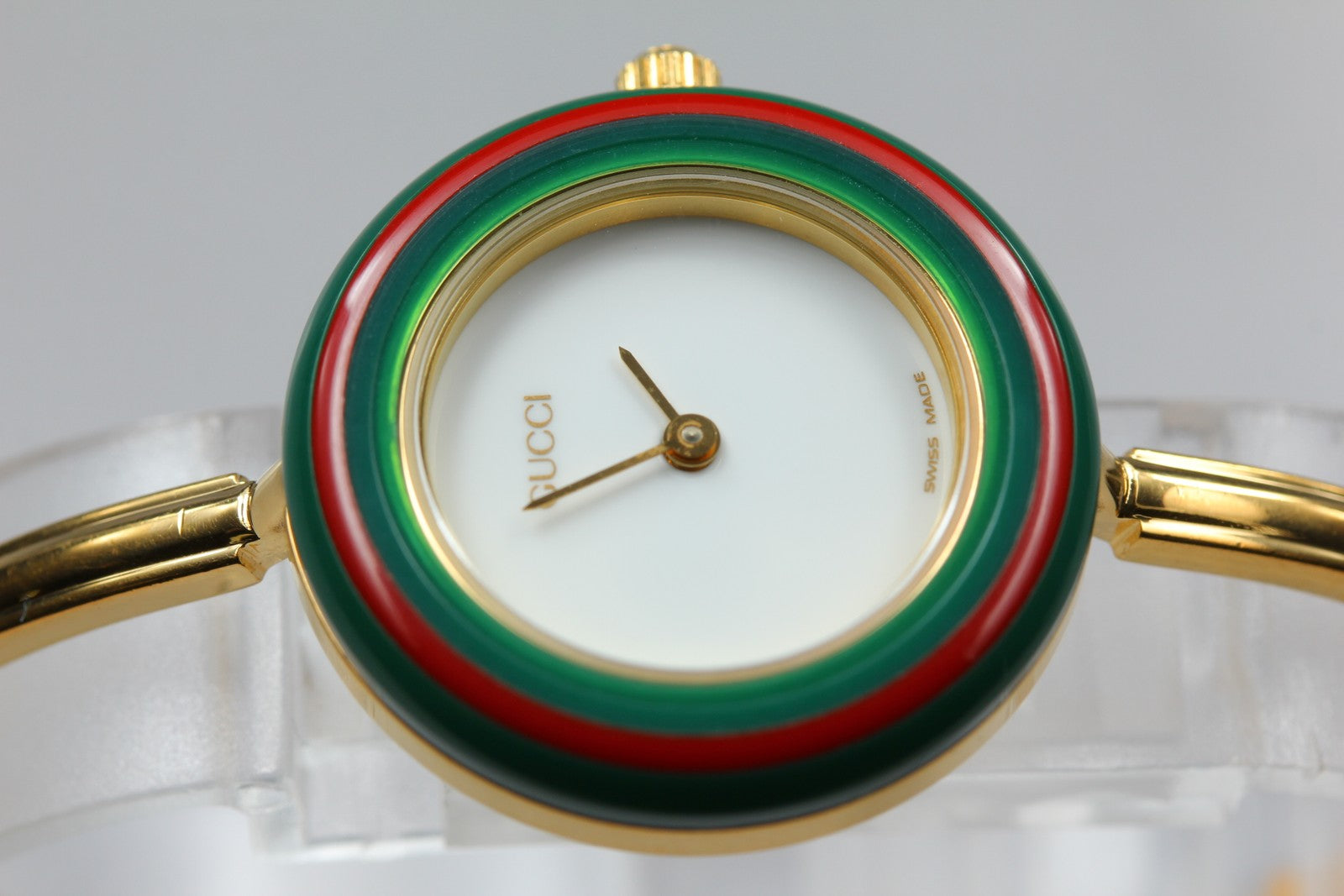 Overhauled [Exc+5 Box] Gucci Change Bezel 11/12.2 Gold 12 color Women's Qz Watch