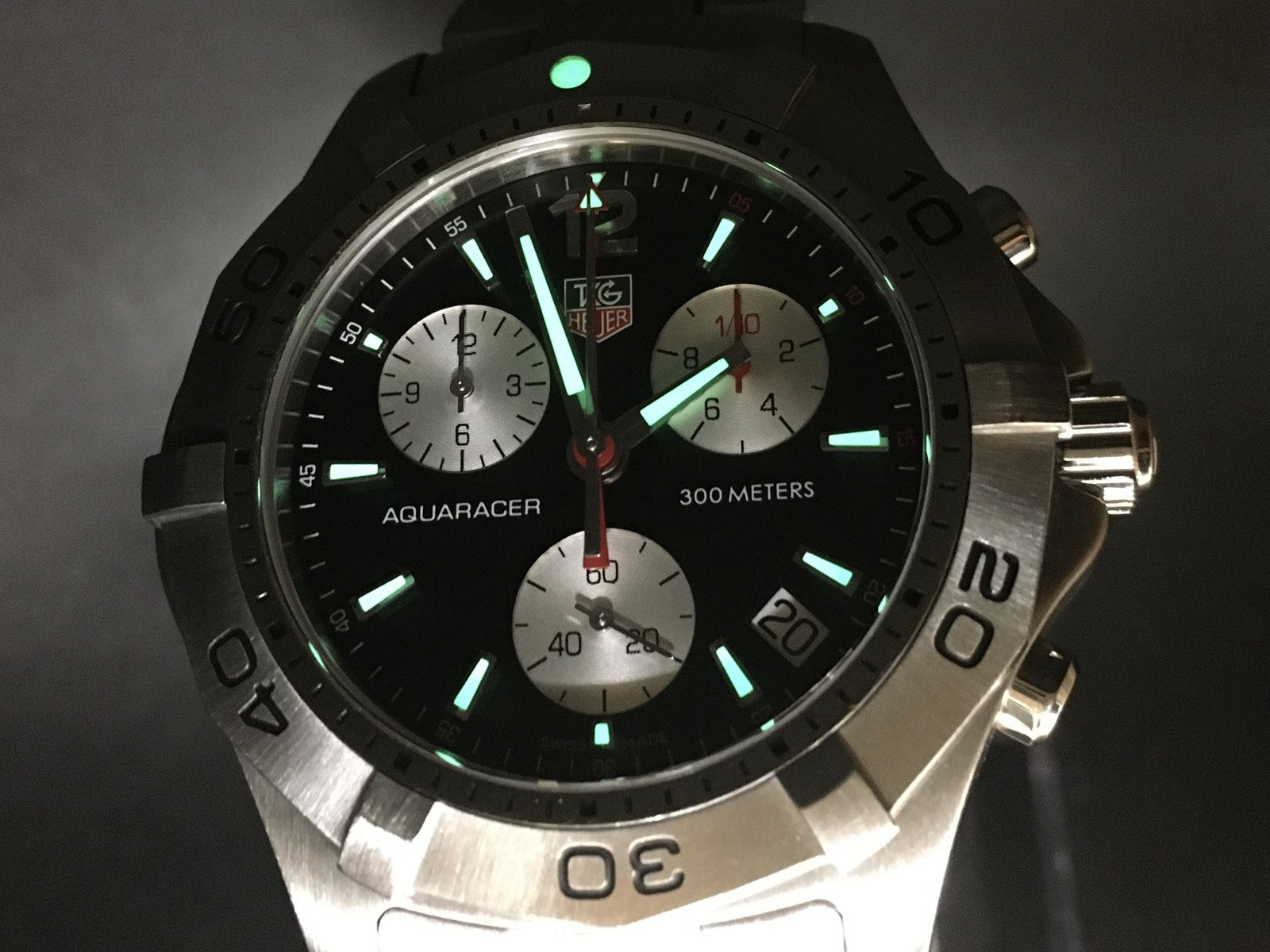 Box Tag Heuer Aquaracer CAF1110 Chronograph Black Quartz Men's Watch 42mm JAPAN