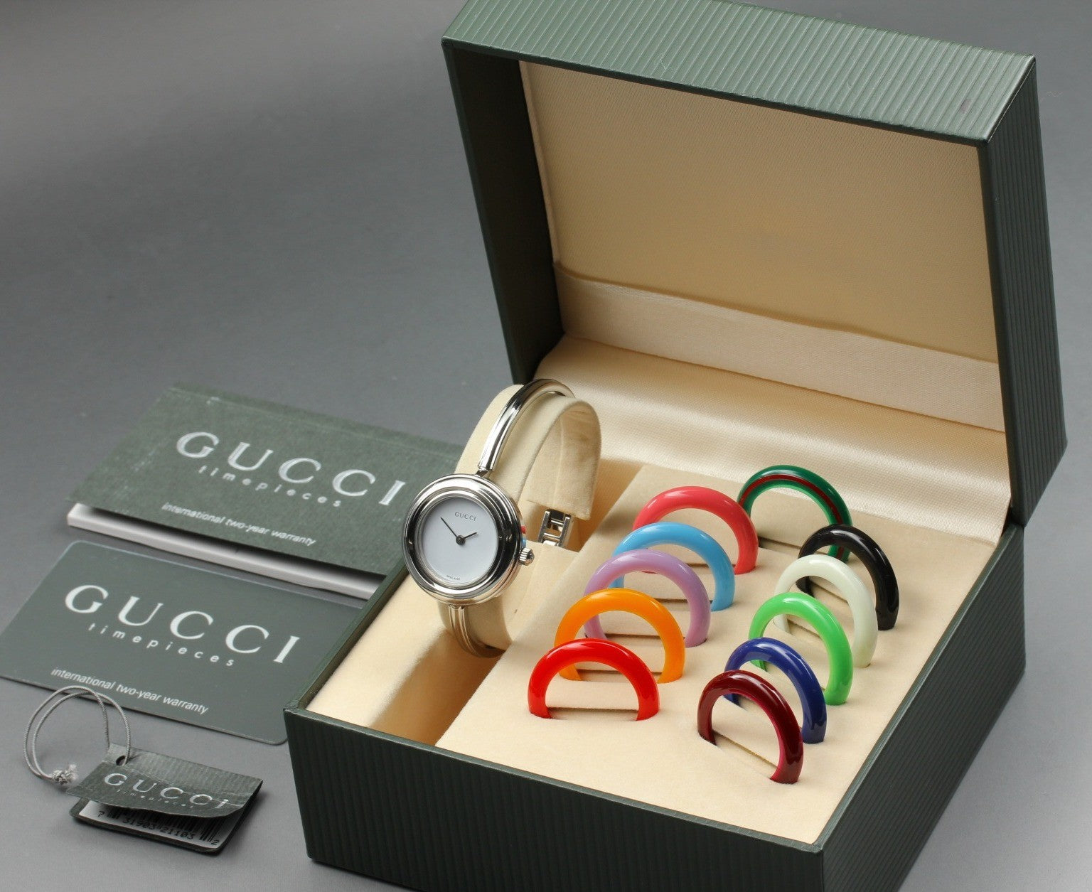 [15.25cm] Gucci Change Bezel 11/12.2L 12 Colors Silver Women's Qz Watch Vintage