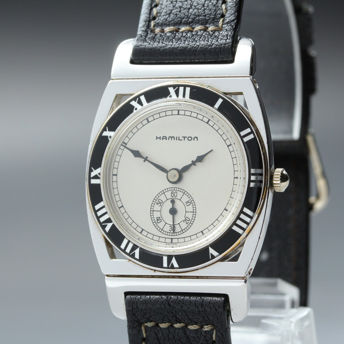 Vintage Hamilton piping Rock Quartz 18k White Gold EP Women's Watch 29mm JAPAN