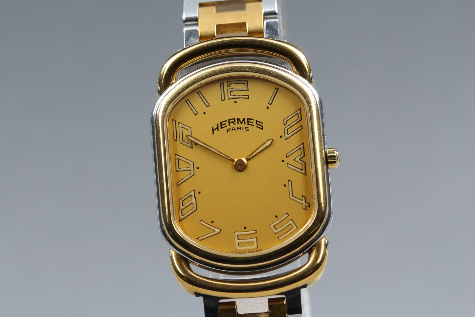 New Batt HERMES Rally RA1.240 Quartz Gold Dial Women's Watch 25mm JAPAN Box
