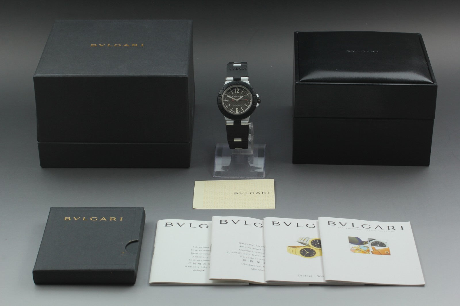 overhauled BVLGARI Aluminum AL38TA Black Men's Automatic Watch 38mm JAPAN Box