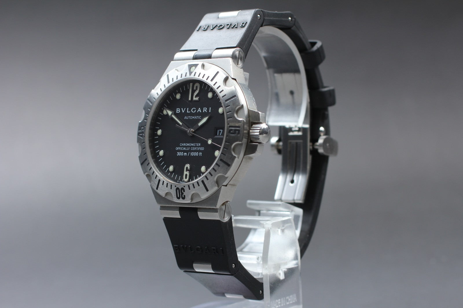 BVLGARI Diagono Scuba SD40S Date black Dial Automatic Men's Watch JAPAN