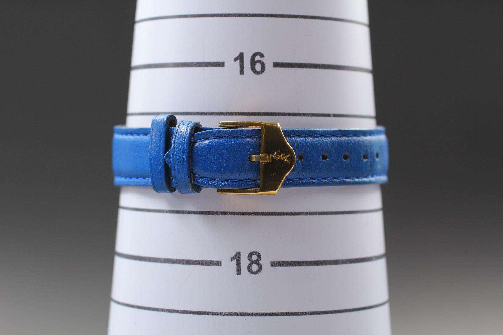 [Exc+5] Yves Saint Laurent Heart Gold Blue 30mm Women's Watch Quartz JAPAN
