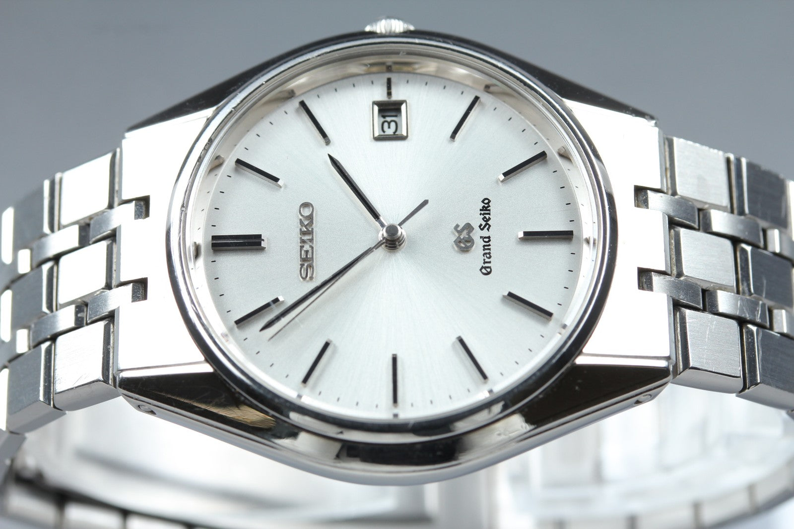 New Batt GRAND SEIKO 9587-8000 SBGS003 Silver Quartz Date Boy's Watch 36mm JAPAN