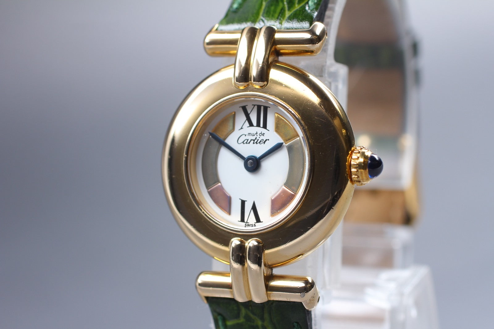 Vintage [Exc+5] Cartier Must Colisee Vermeil 590002 Green Women's Quartz Watch