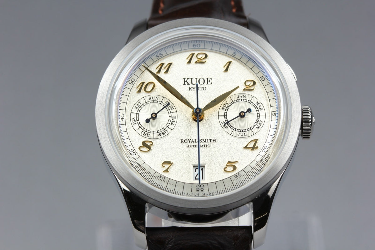 KUOE KYOTO ROYAL SMITH 90-010 Ivory Brown 35mm Automatic Men's Watch JAPAN Box
