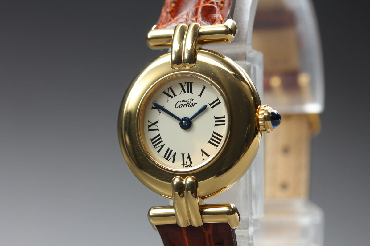 Cartier Must Colisee Vermeil 590002 Brown Gold Women's Quartz Watch Vintage