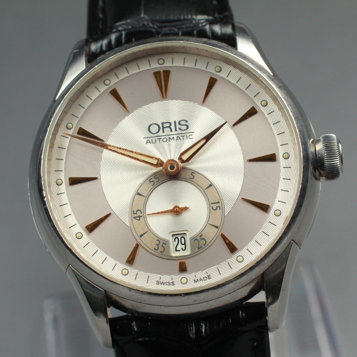 ORIS Artelier 7582 Small Second Date Silver Automatic Men's Watch 40mm JAPAN
