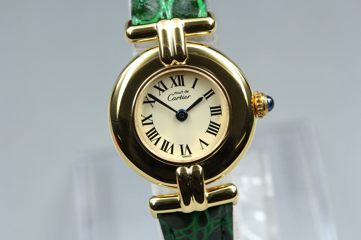 Cartier Must Colisee Vermeil 590002 Green Gold Women's Qz Watch Vintage [Box]