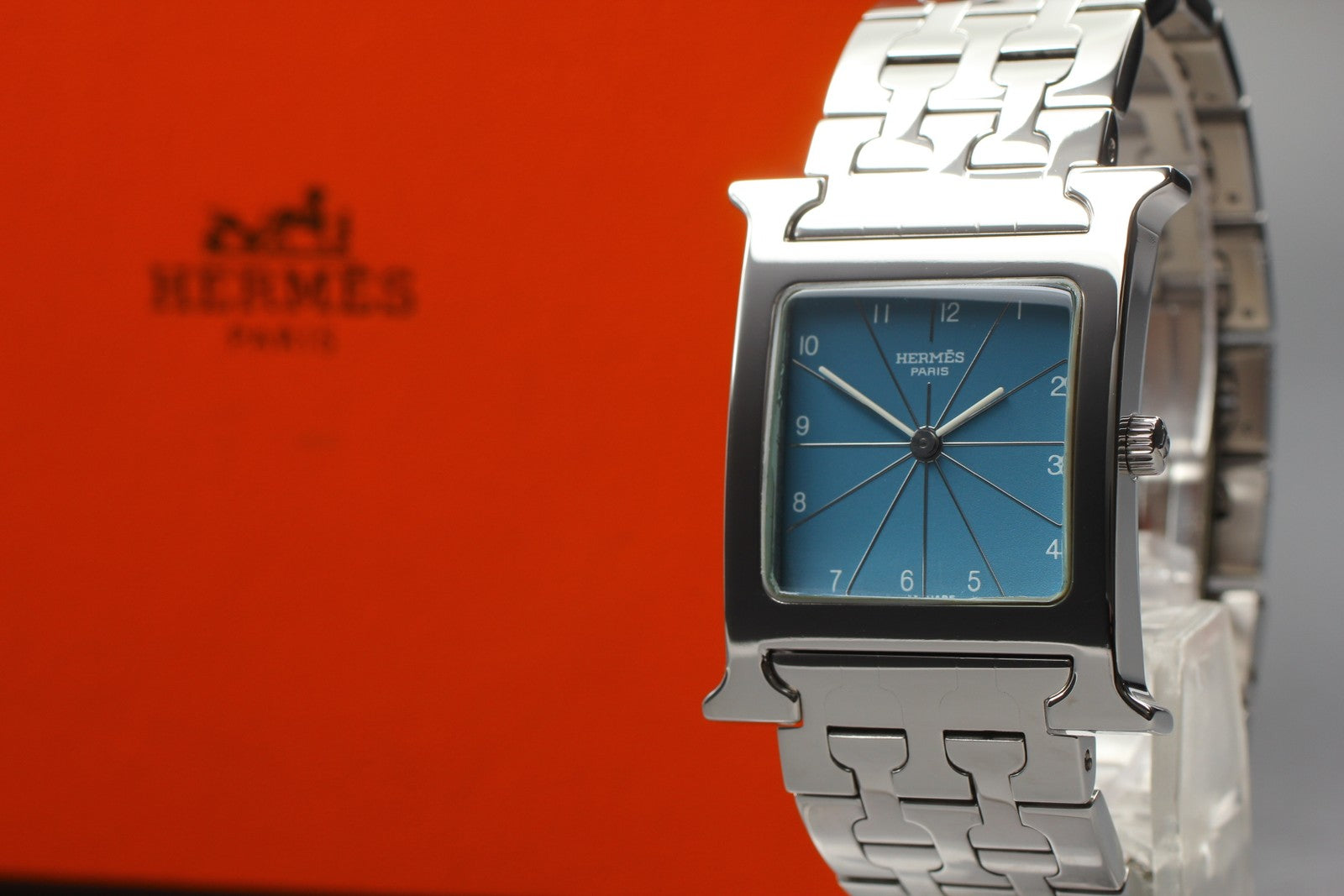 HERMES H Watch HH1.510 Blue Dial Quartz Unisex Watch 26mm JP Box From JAPAN