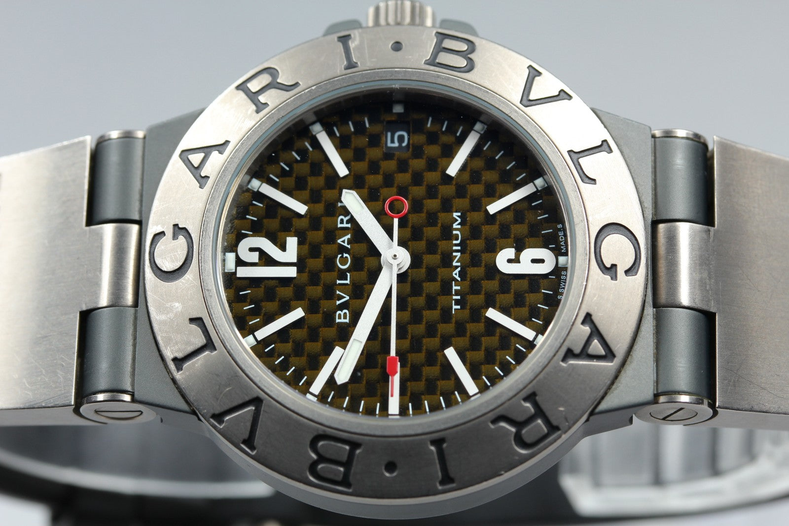 Vintage BVLGARI Diagono TI38TA Automatic Black Date Men's Watch 38mm From JAPAN
