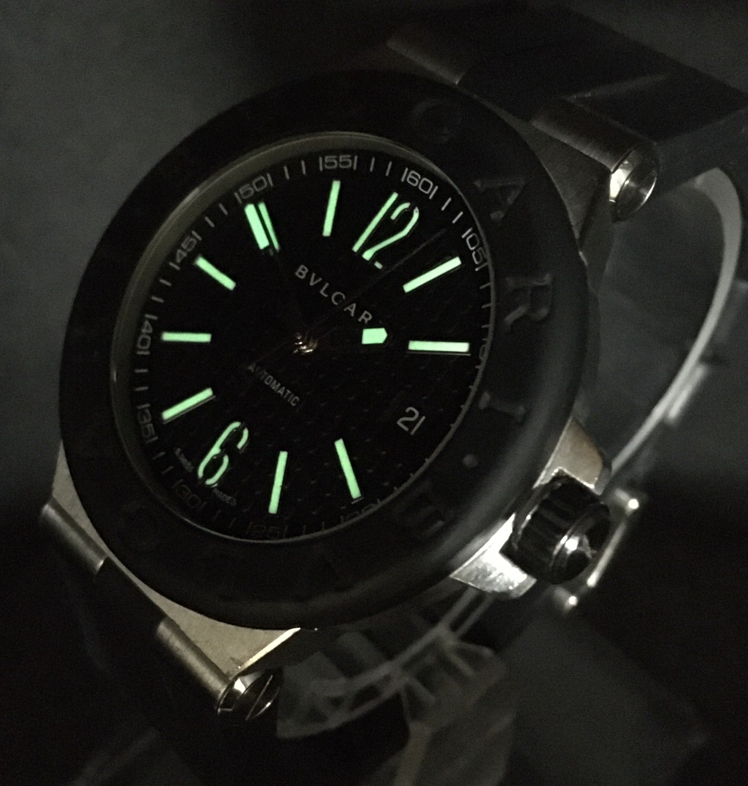 [Exc+5]Box BVLGARI Diagona DG40SV Automatic Black Dial Boy's Watch 40mm JAPAN