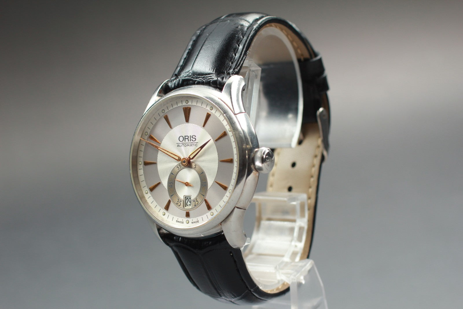 Exc+5* ORIS Artelier 7582 Small Second Date Silver Dial Automatic Watch 40mm JP