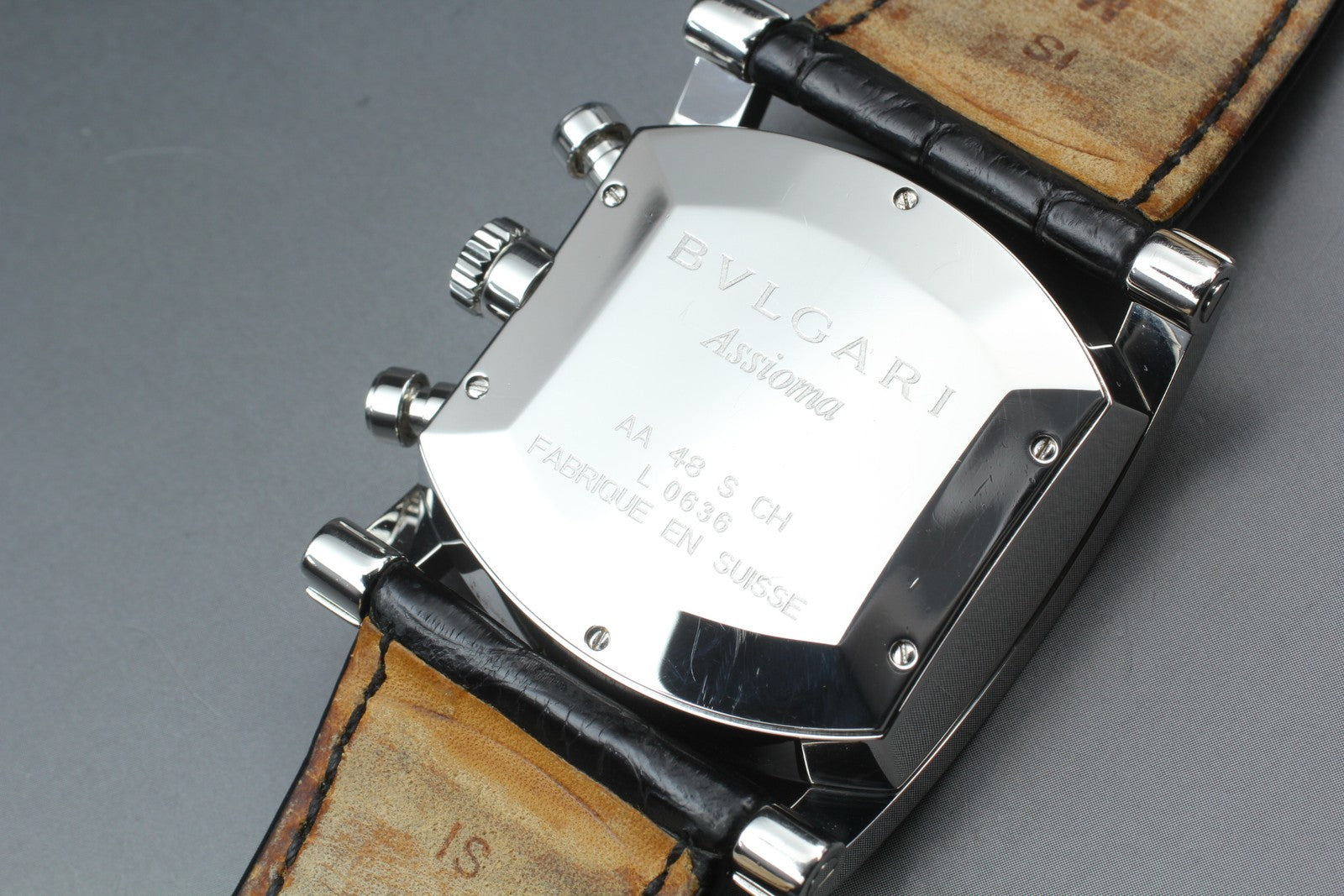 [Exc+5] BVLGARI Assioma AA48SCH Chronograph Black 38mm Automatic Men's Watch