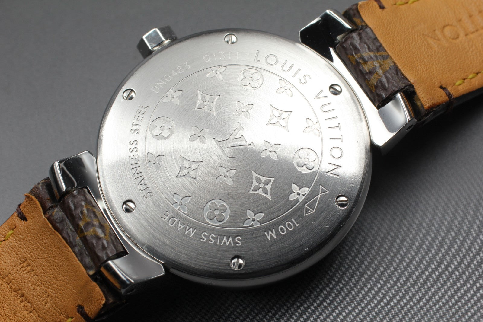 [Exc+5] Louis Vuitton Tambour Q1311 32mm Date Brown Women's Quartz Watch JAPAN
