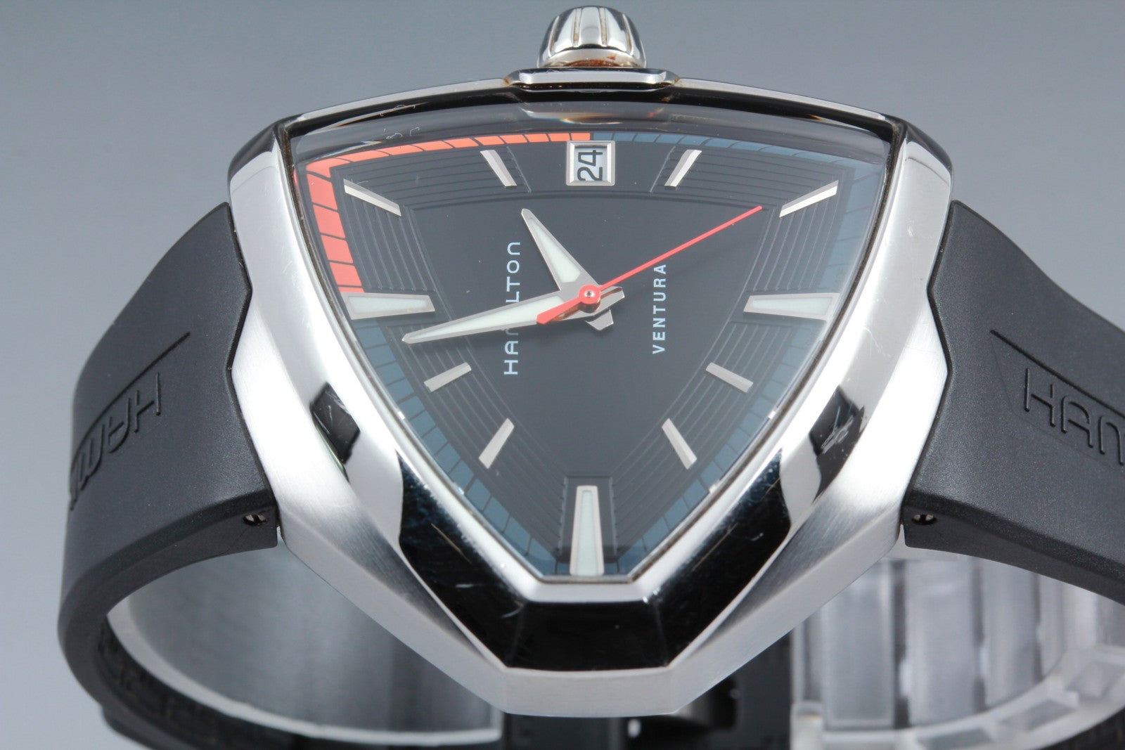 New Batt Hamilton Ventura Elvis80 H245510 Black Date Quartz Men's Watch 41mm JP