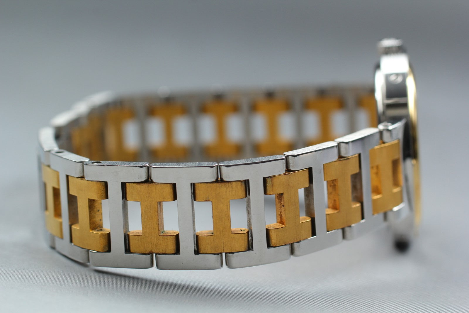 Vintage [Exc+5 Box] Hermes Clipper 30mm White Dial Gold Unisex Watch Quartz