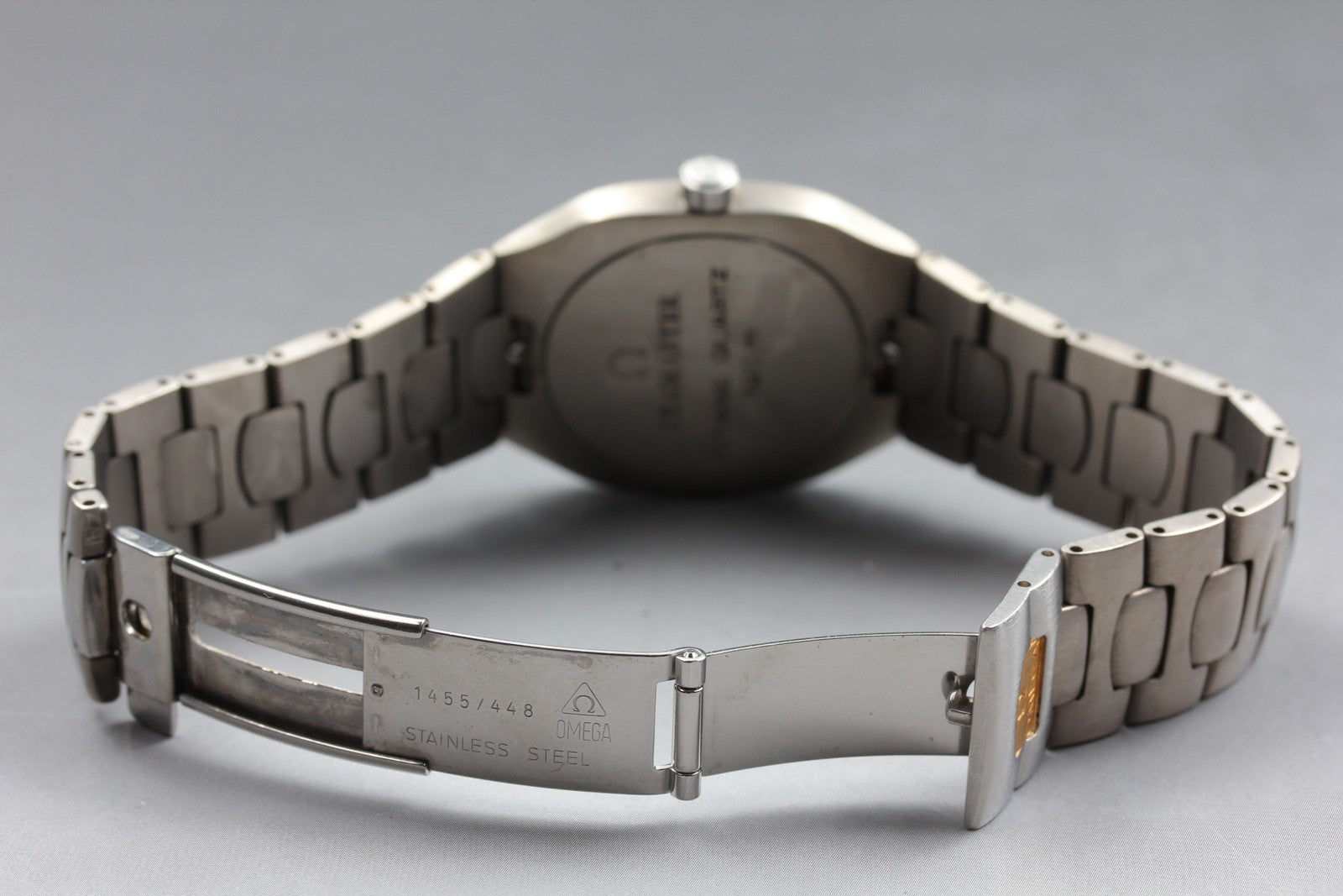 New Batt OMEGA Seamaster Polaris Cal.1430 Gray Quartz Date Boy's Watch 31mm JP