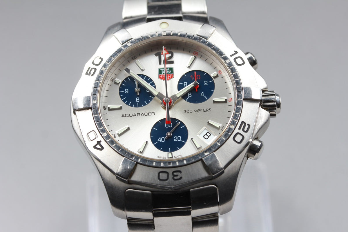 Tag Heuer Aquaracer 300m CAF1110 Chronograph Silver Quartz Men's Watch 42mm JP