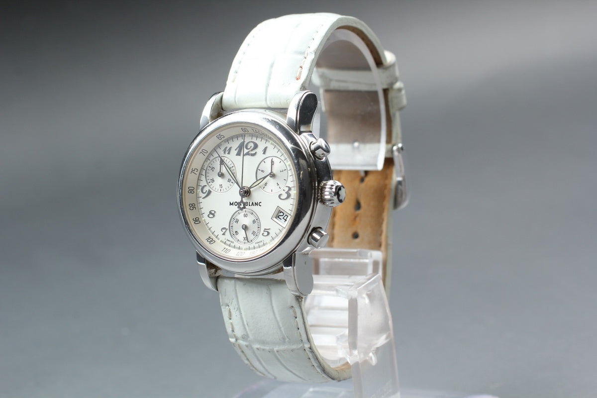 MONTBLANC Meisterstuck 7039 Quartz Silver Chronograph Women's Watch 30mm JAPAN