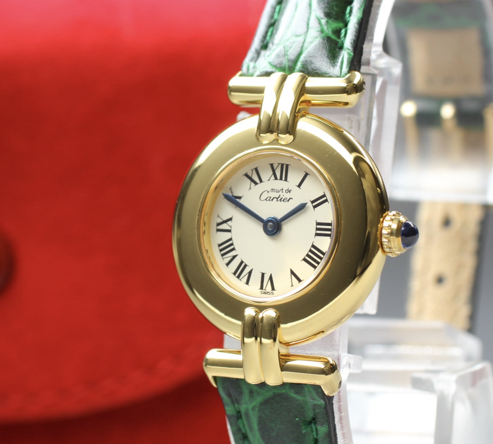 Vintage [Near MINT- Pouch] Cartier Must Colisee Vermeil 1902 Women's Qz Watch