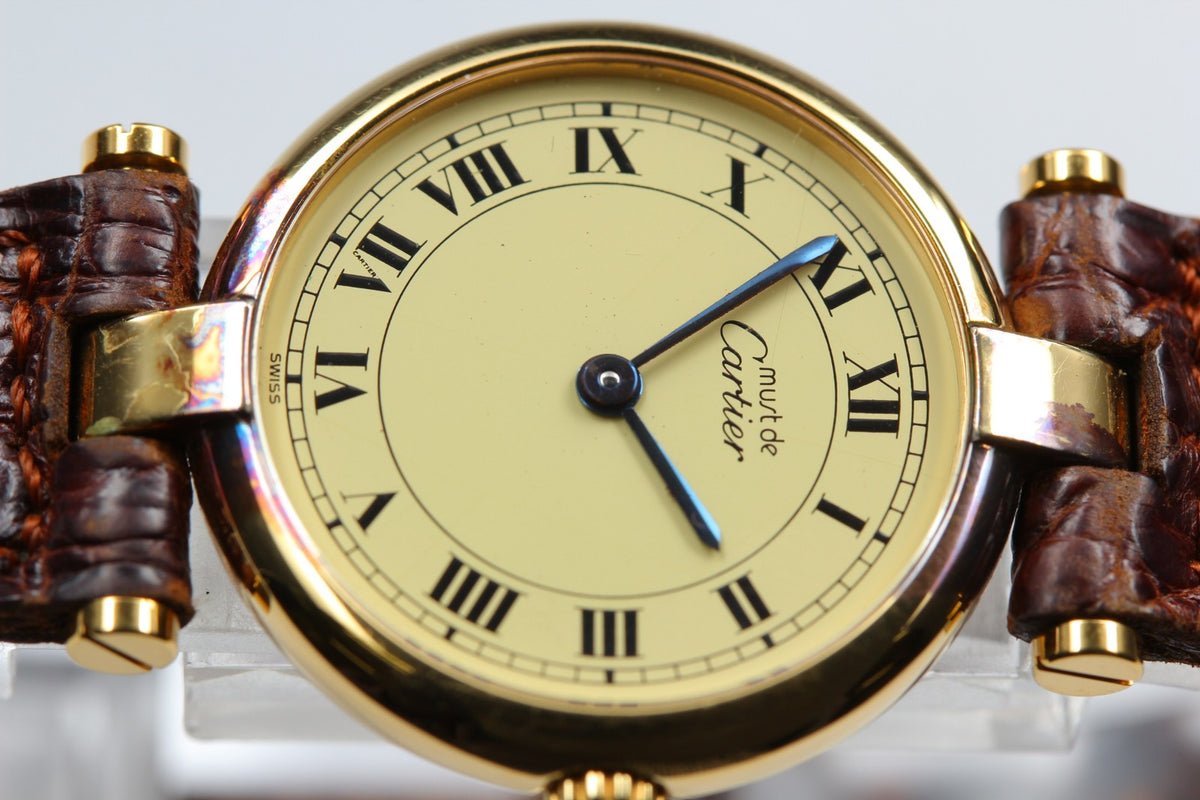 New Batt Cartier Must de Cartier Vendome 18 Quartz Women's Watch From JAPAN Box
