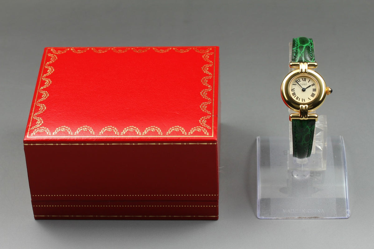 Cartier Must Colisee Vermeil 590002 Green Gold Women's Qz Watch Vintage [Box]