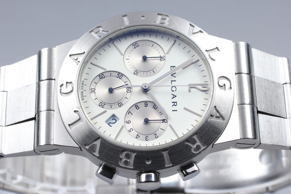 overhauled BVLGARI Bvlgari Diagono CH35S White Quartz Men's Watch 36mm JAPAN Box