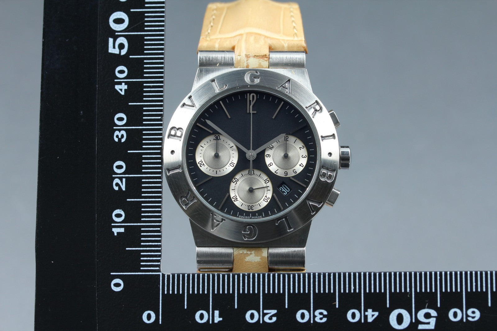 BVLGARI Diagono CH35S Quartz Chronograph Black Men's Watch 36mm JAPAN Exc+5*Box