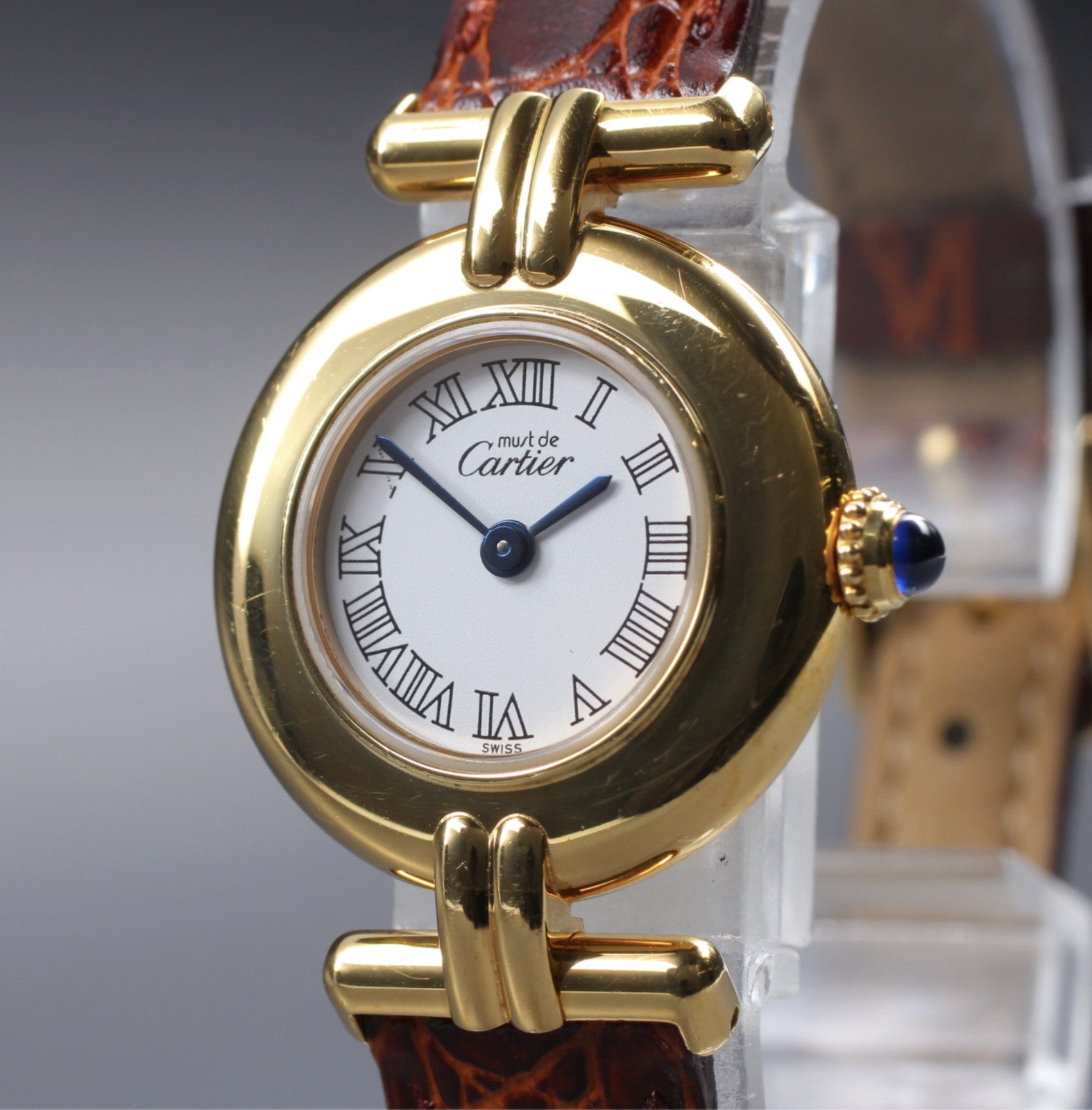 Vintage[Exc+5] Cartier Must Colisee Vermeil 2410 Brown Gold Women's Quartz Watch