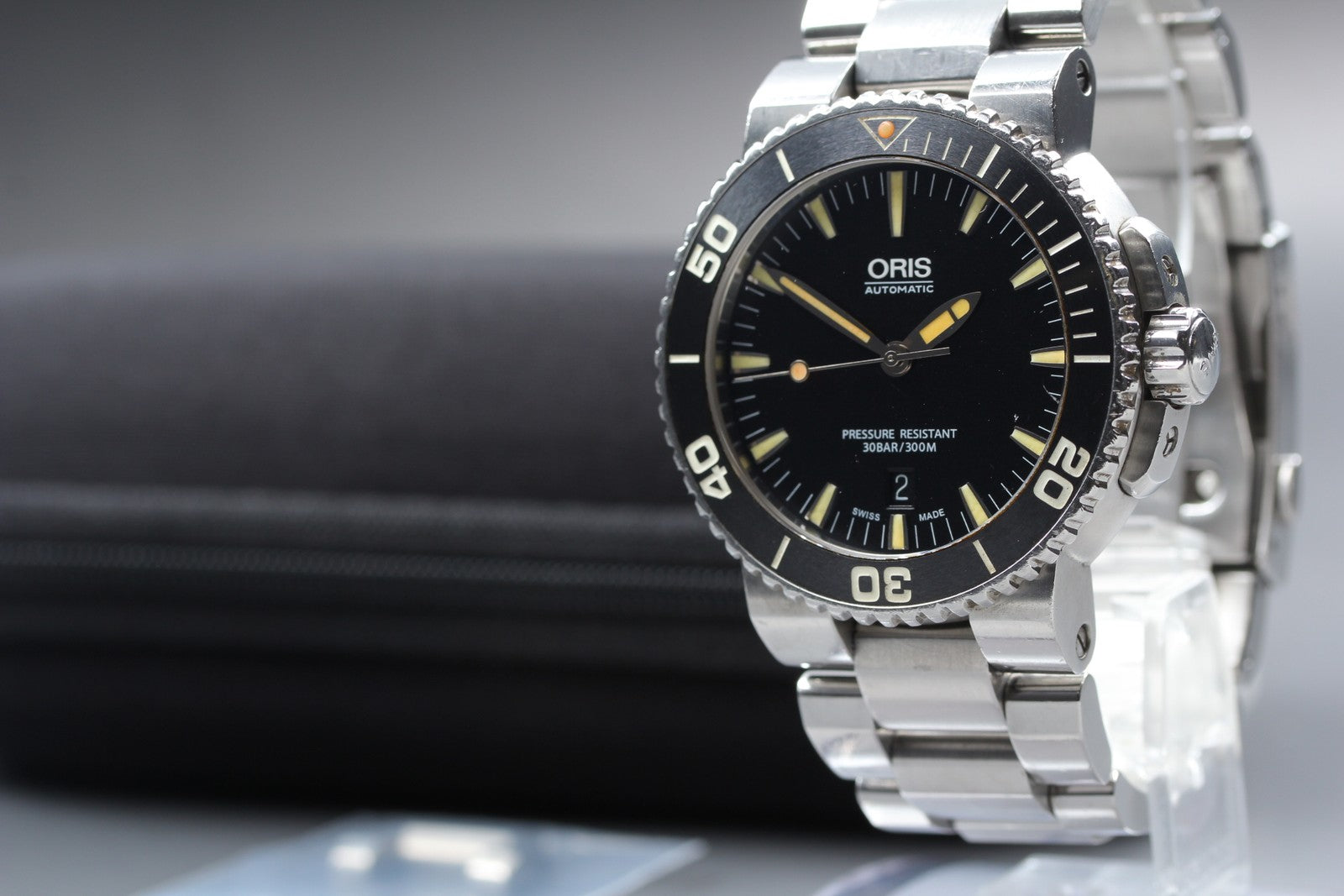 [Exc+5] ORIS Aquis 7653 Date black Dial Automatic Men's Watch 43mm From JAPAN