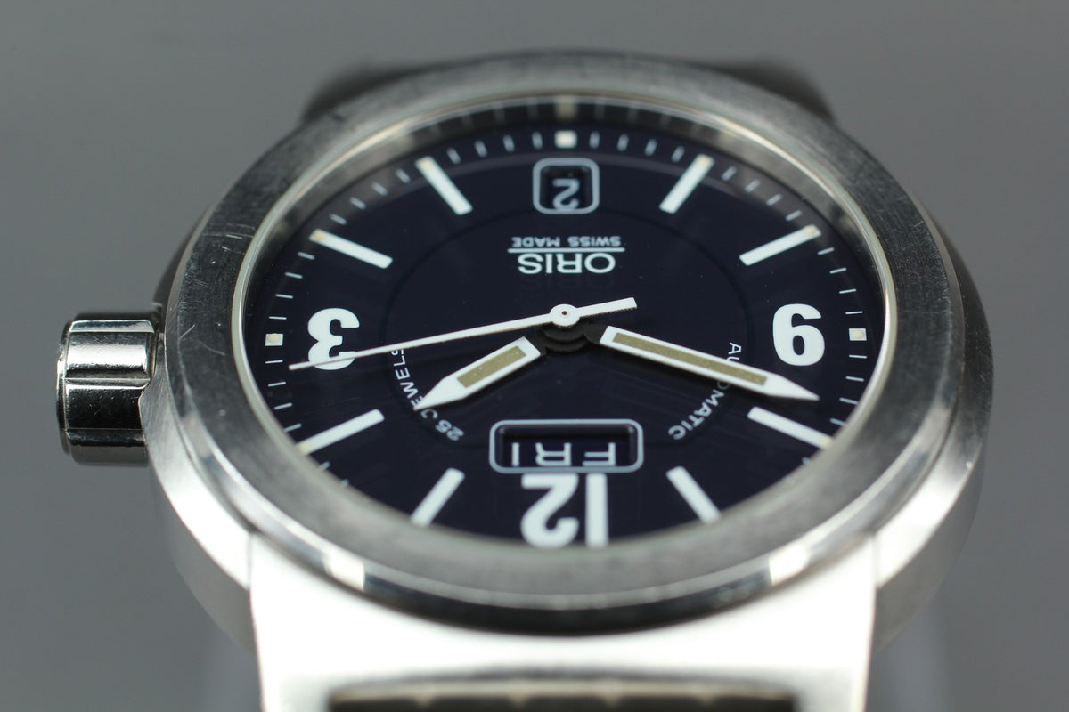 Vintage ORIS Big Crown 7500 Automatic Black Day/Date Boys Watch 40mm JAPAN