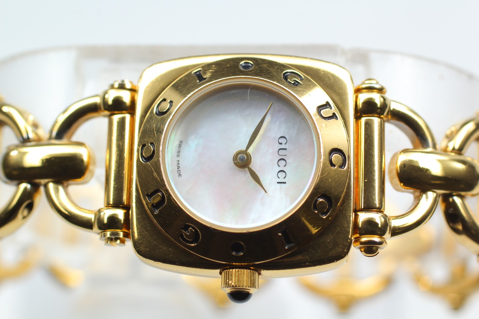 Vintage [Exc+5] GUCCI Horsebit 6400L White Dial Gold 20mm Woman's Quartz Watch