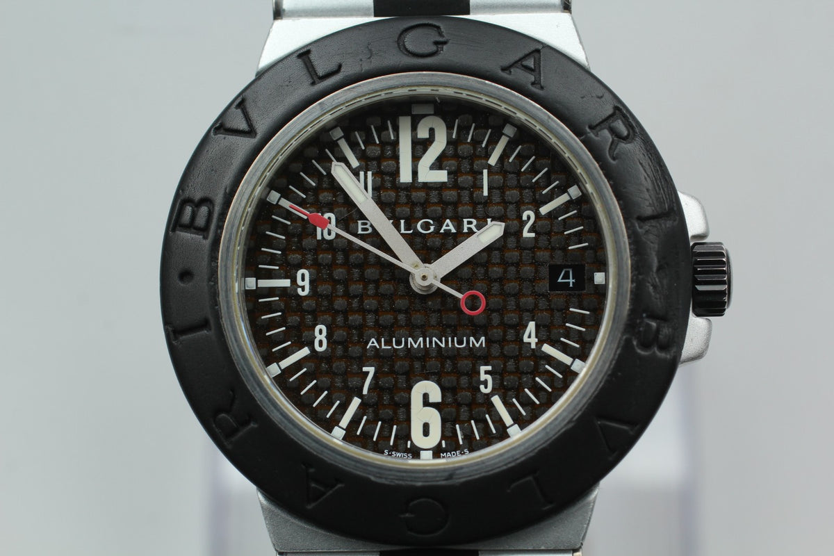overhauled BVLGARI Aluminum AL38TA Black Men's Automatic Watch 38mm JAPAN Box