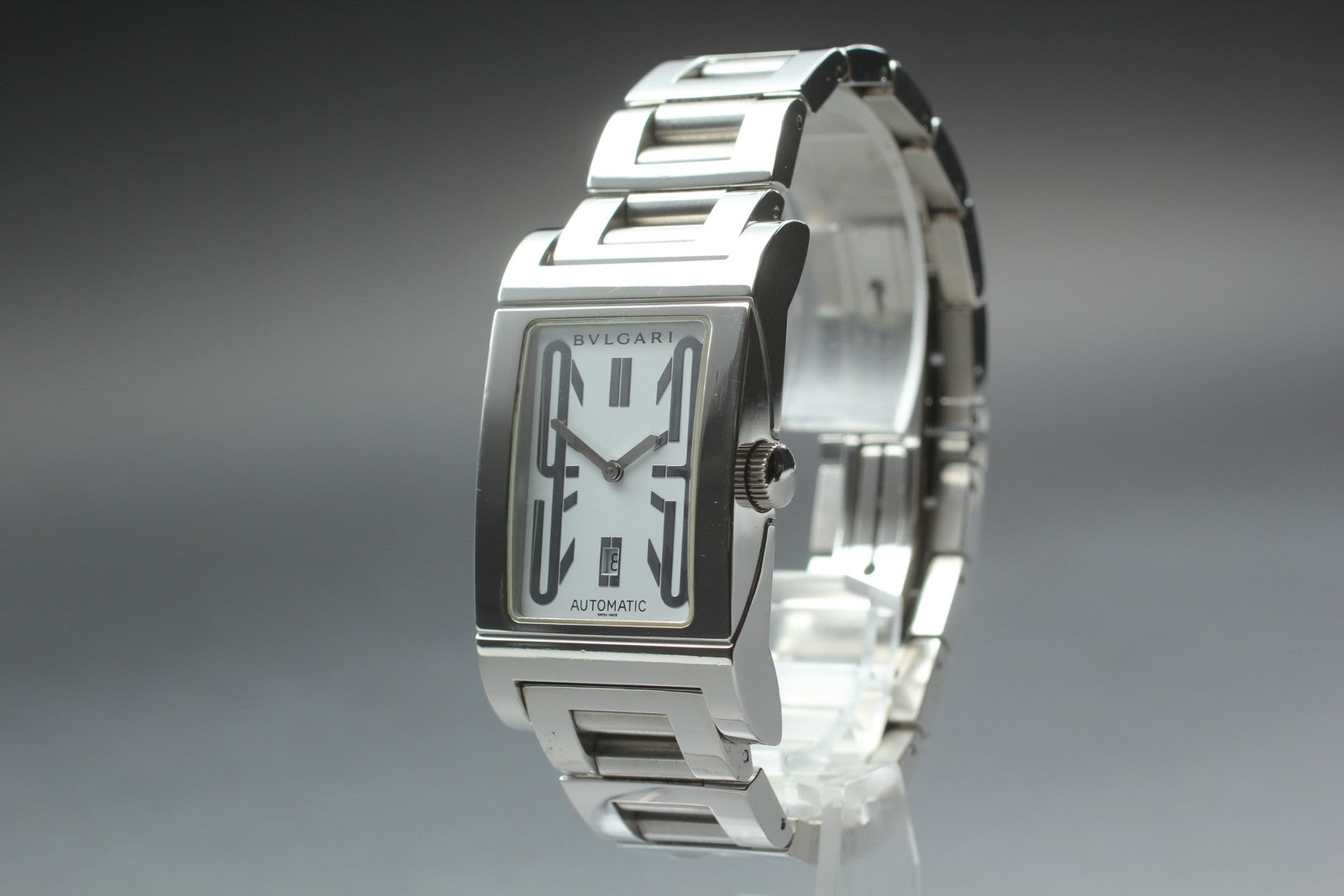 [Exc+5 Box] BVLGARI Rettangolo RT45S Automatic Date White Dial 26mm Watch JAPAN