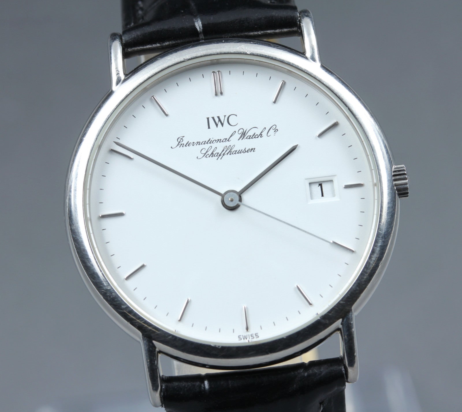 [Exc+5] IWC Portofino 3331 Cal.2210 33mm White Dial Date Quartz Men's Watch JP