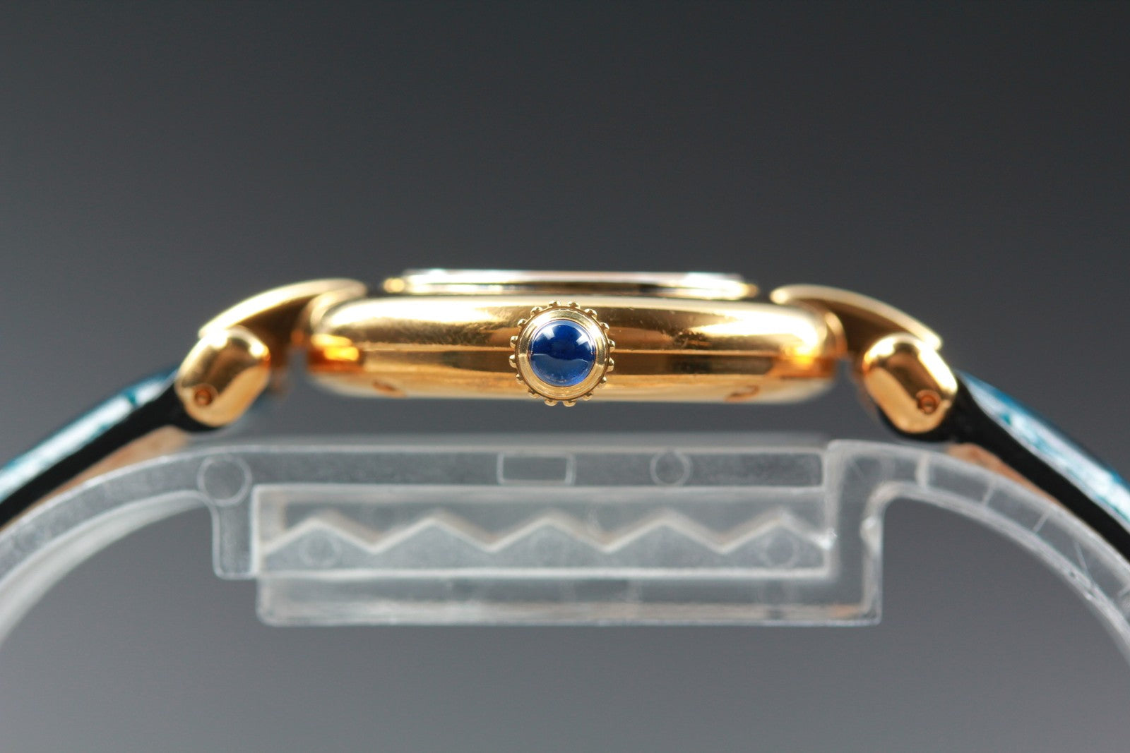 Vintage [Exc+5] Cartier Must Colisee Vermeil 2410 Gold Blue Women's Quartz Watch