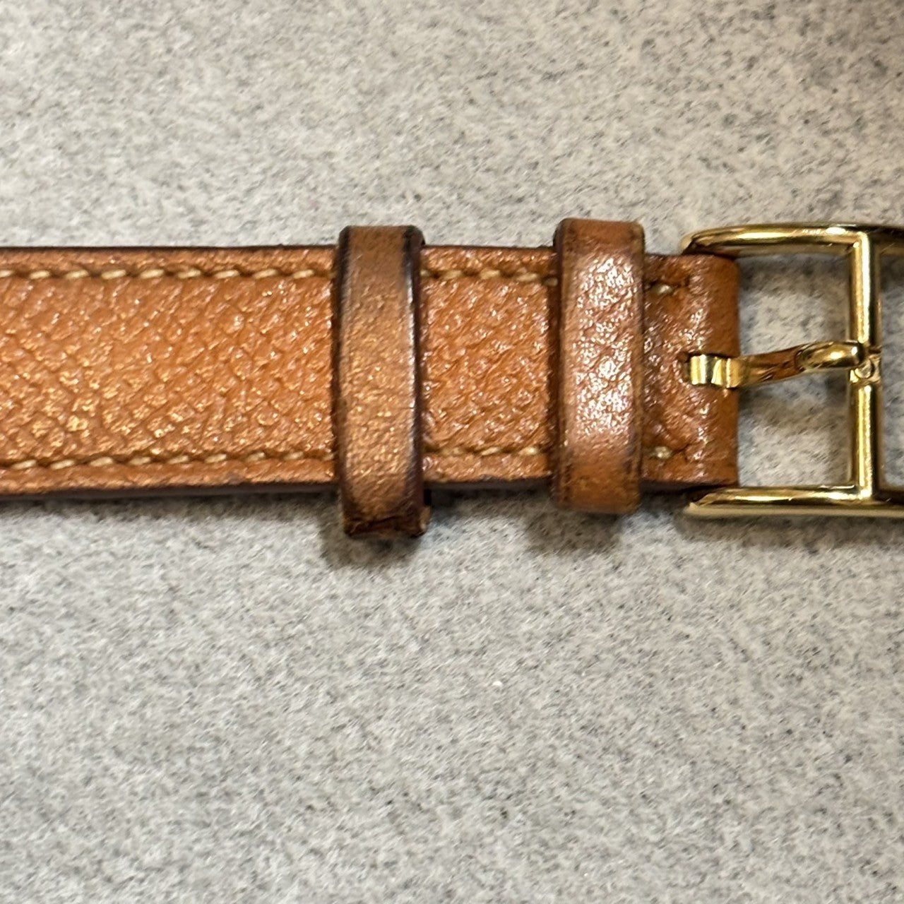 [Exc+4 Box] HERMES H Watch HH1.201 Gold Brown  "L" Woman's Watch Quartz JAPAN