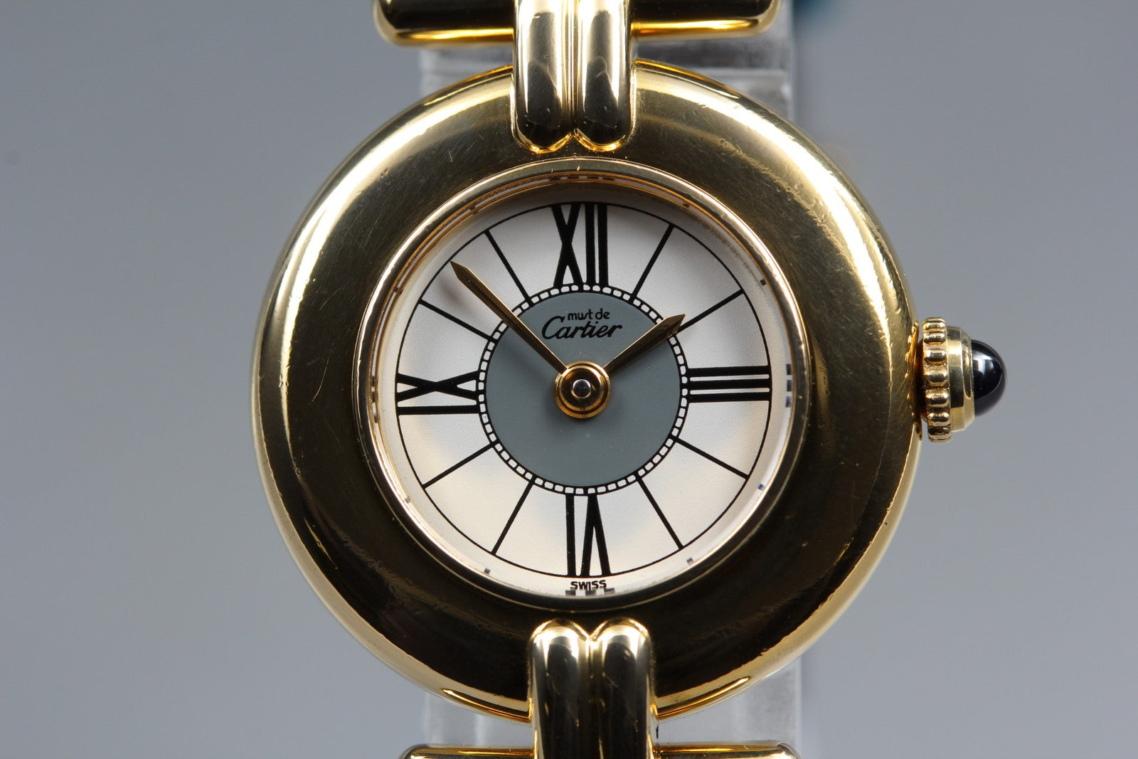 Vintage Cartier Must Colisee Vermeil 590002 Blue White Dial Women's Qz Watch