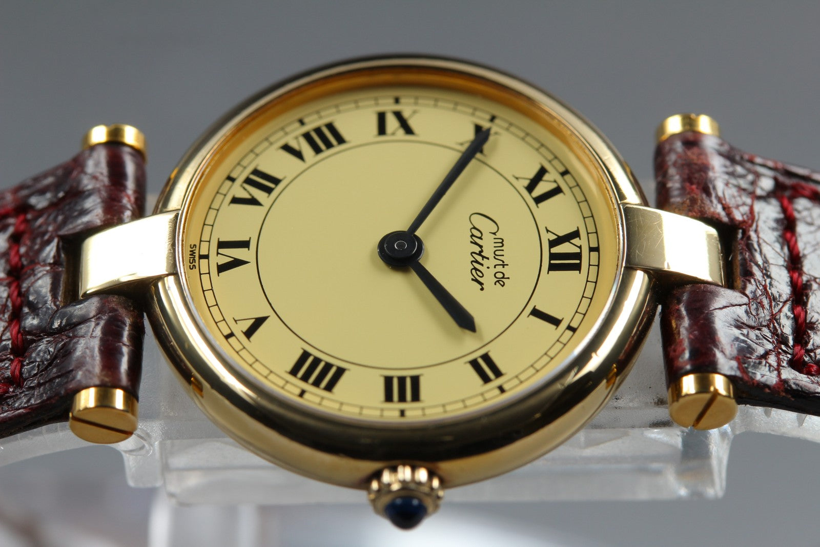 Vintage [Exc+4 Box] Cartier Must Vendome Vermeil Gold 23mm Women's Quartz Watch