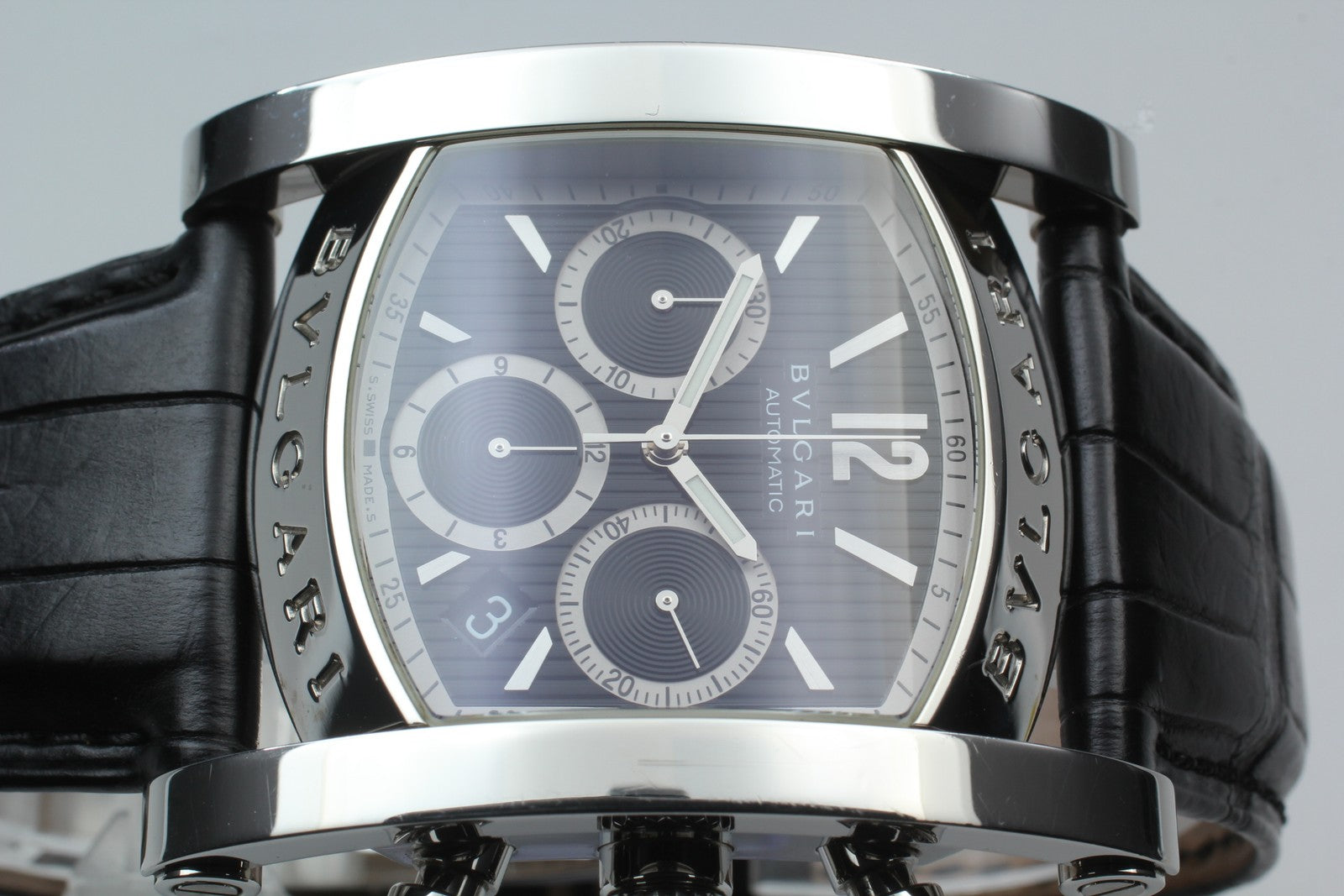 [w/ Box] BVLGARI Assioma AA48SCH Chronograph Black 38mm Automatic Men's Watch