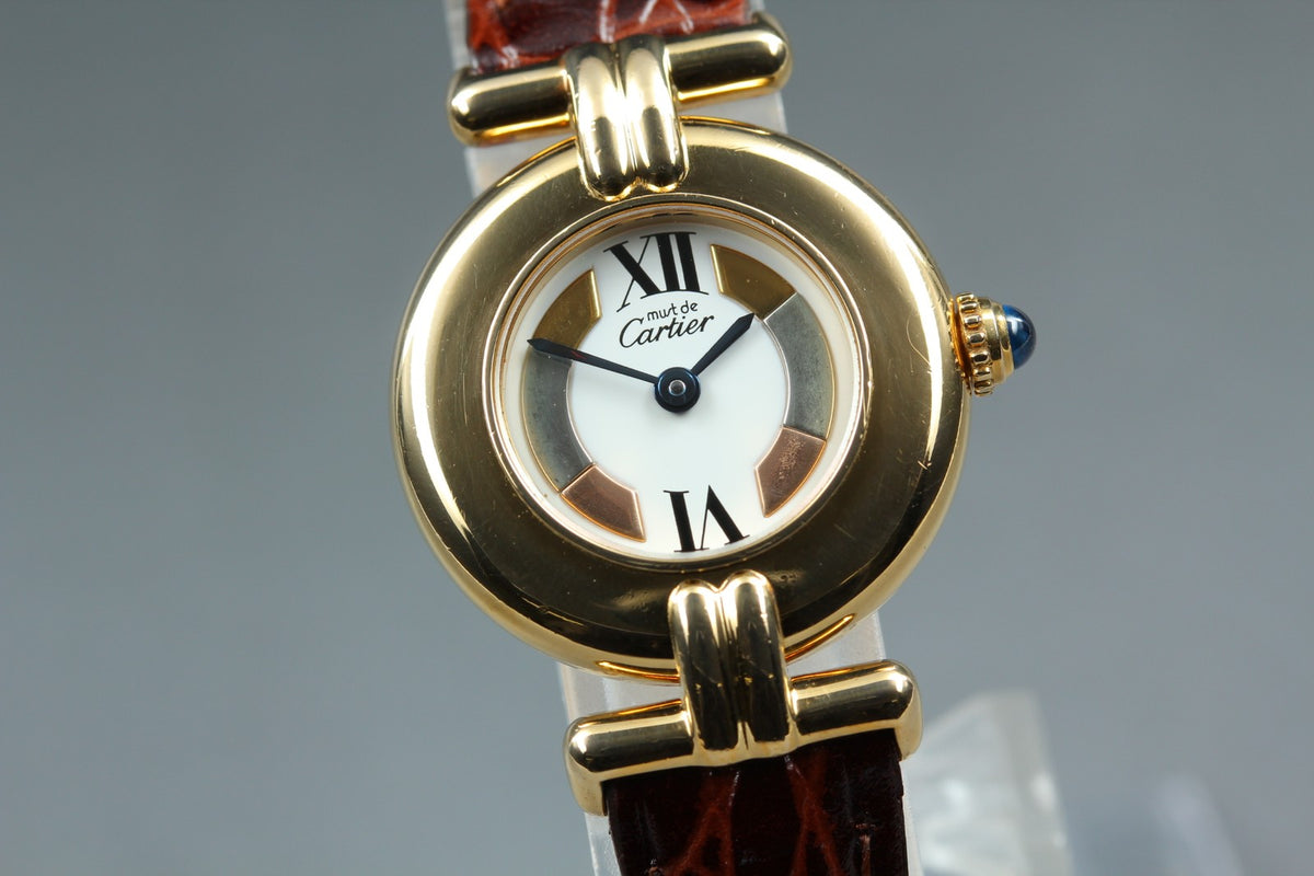 Vintage Cartier Must Colisee Vermeil 590002 Brown Gold Women's Quartz Watch