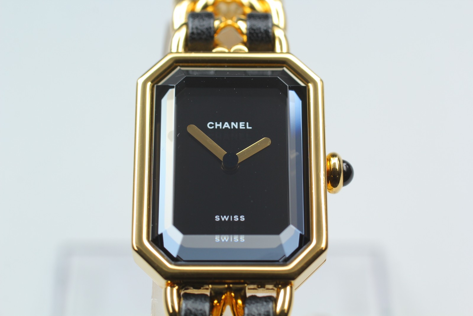 [Near MINT- Box] CHANEL Premiere L Size Black Dial 20mm Gold Quartz Womens Watch