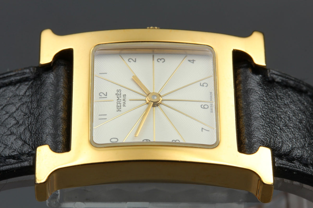 HERMES H Watch HH1.201 Gold Black "A" 21mm Woman's Watch Quartz [Box]