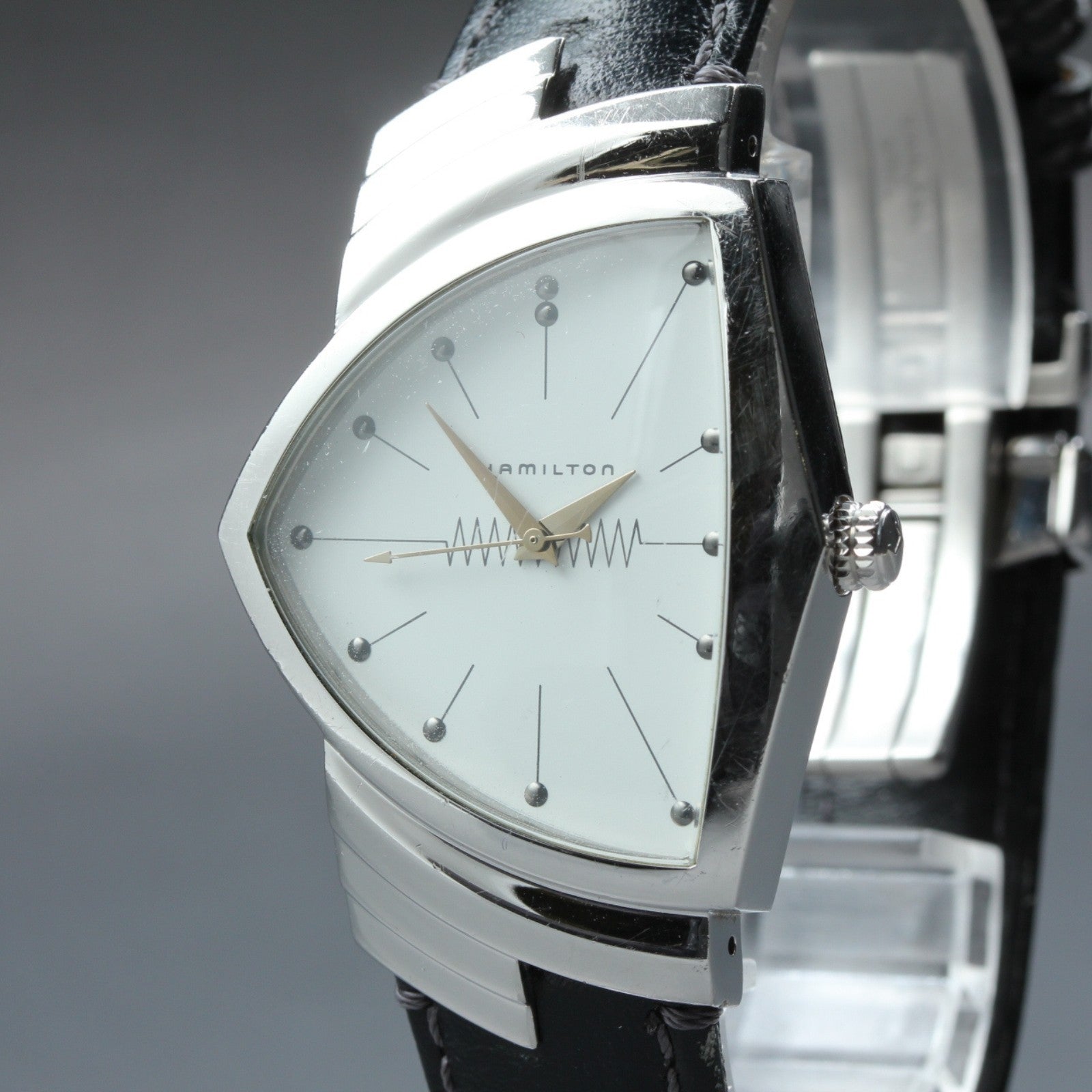 New Batt Hamilton Ventura H244110 Quartz White Dial Men's Watch 33mm JP Exc+4