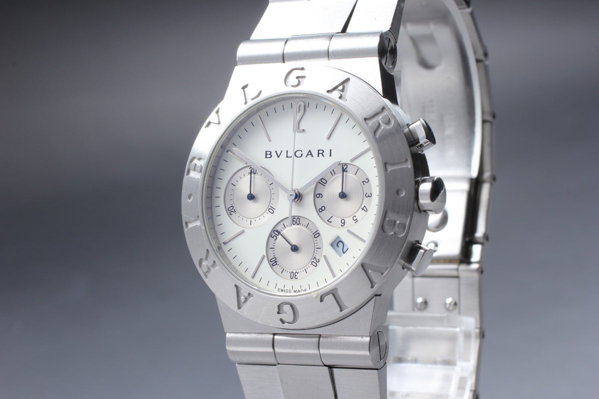 overhauled BVLGARI Bvlgari Diagono CH35S White Quartz Men's Watch 36mm JAPAN Box