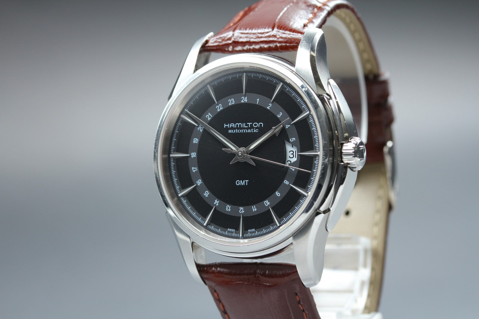 Hamilton Jazzmaster Traveler GMT Automatic Black Dial Men's Watch 42mm JAPAN