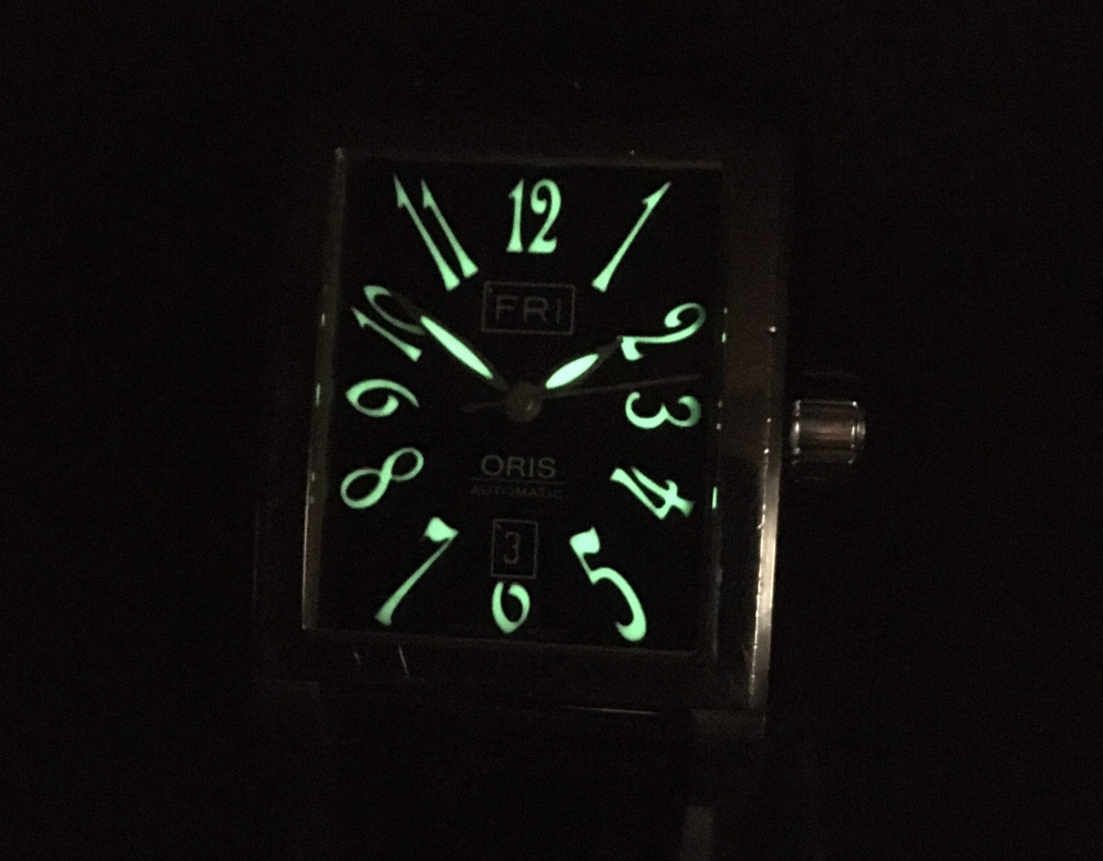 [Exc+4] ORIS Ractangular 585-7525-40-02 Black Automatic Men's Watch 30mm JAPAN