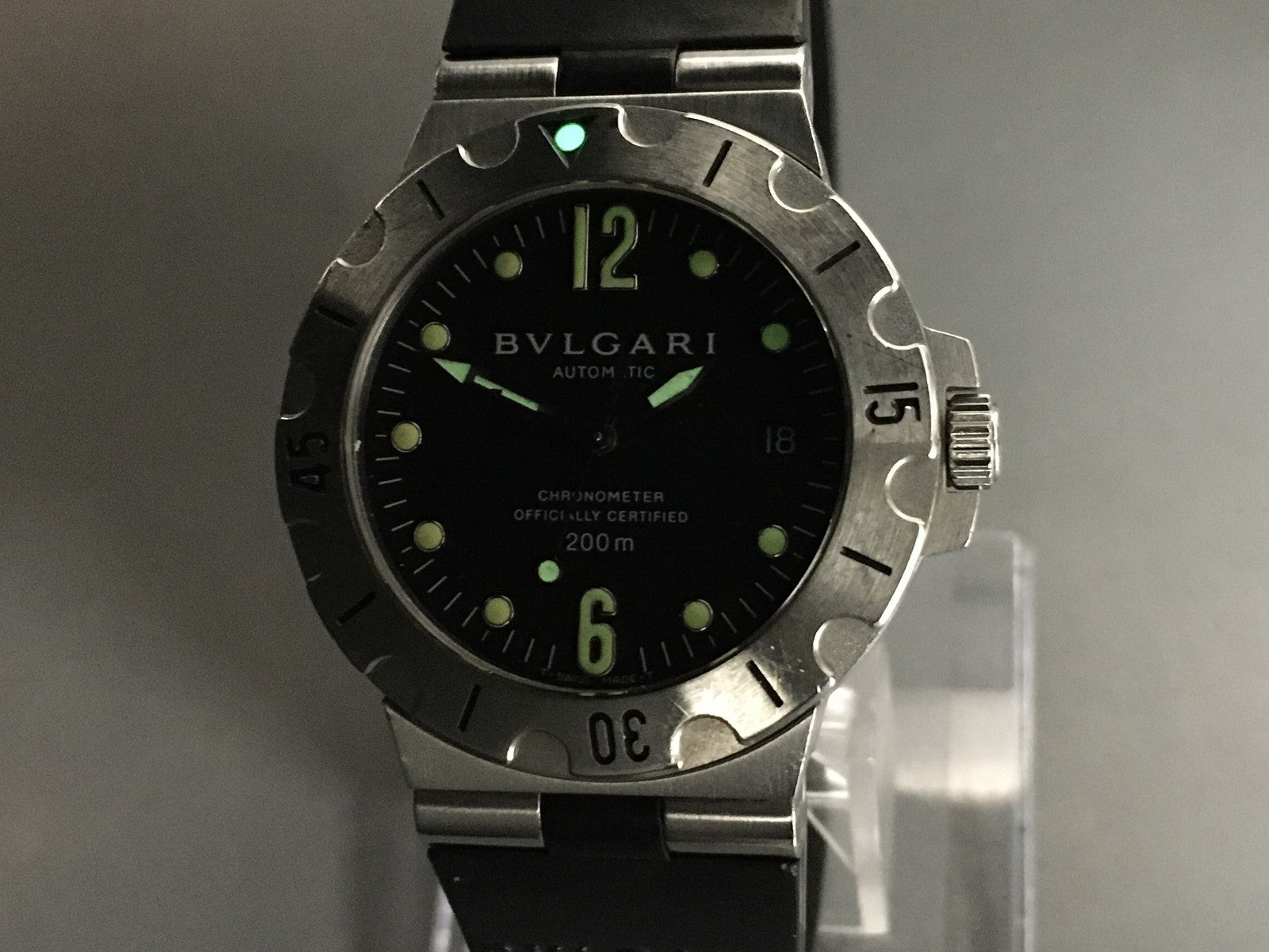 Exc+5*Box BVLGARI Diagono Scuba SD38S Black Automatic Men's Watch 38mm JAPAN